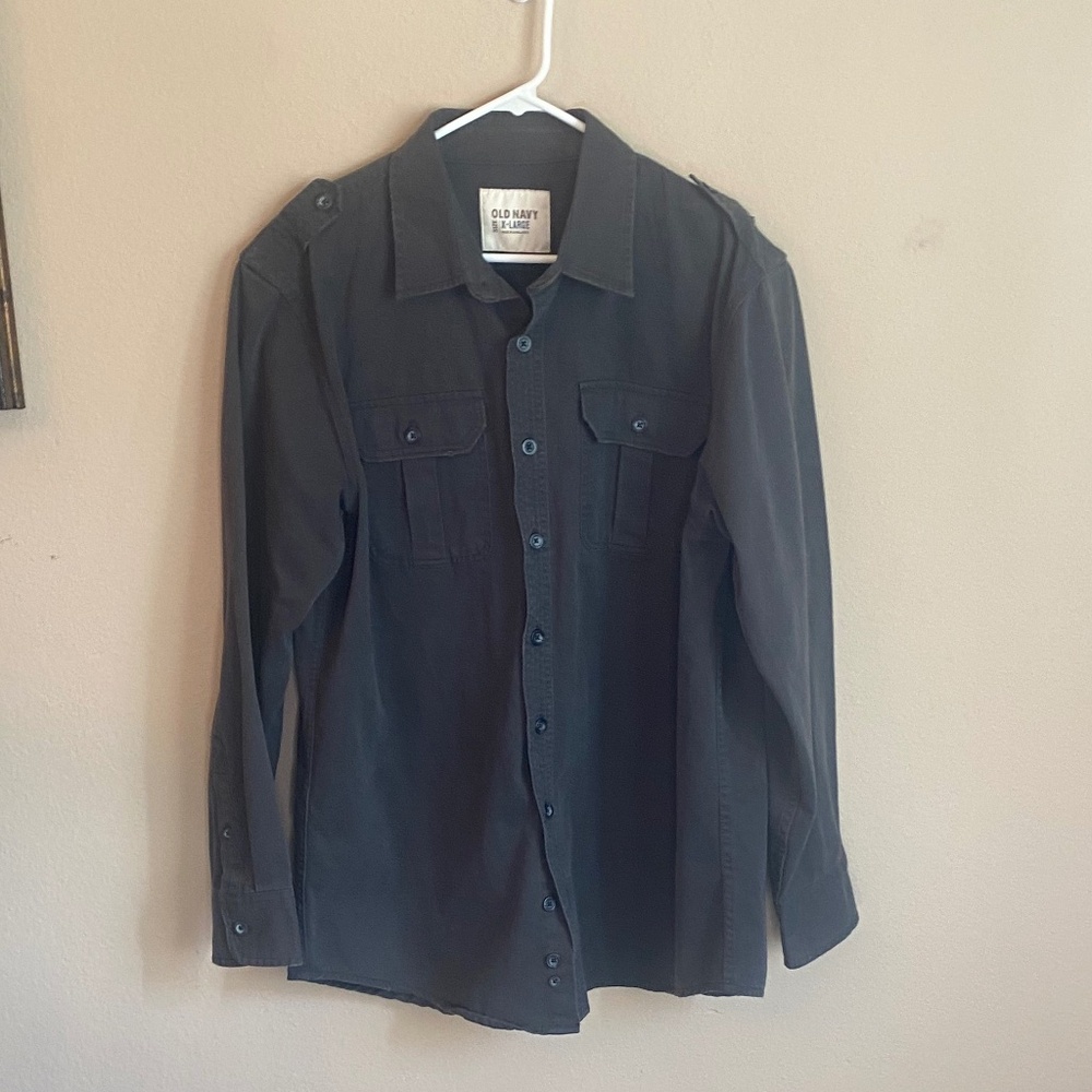 Thick Old Navy Long Sleeve Shirt Grey XL